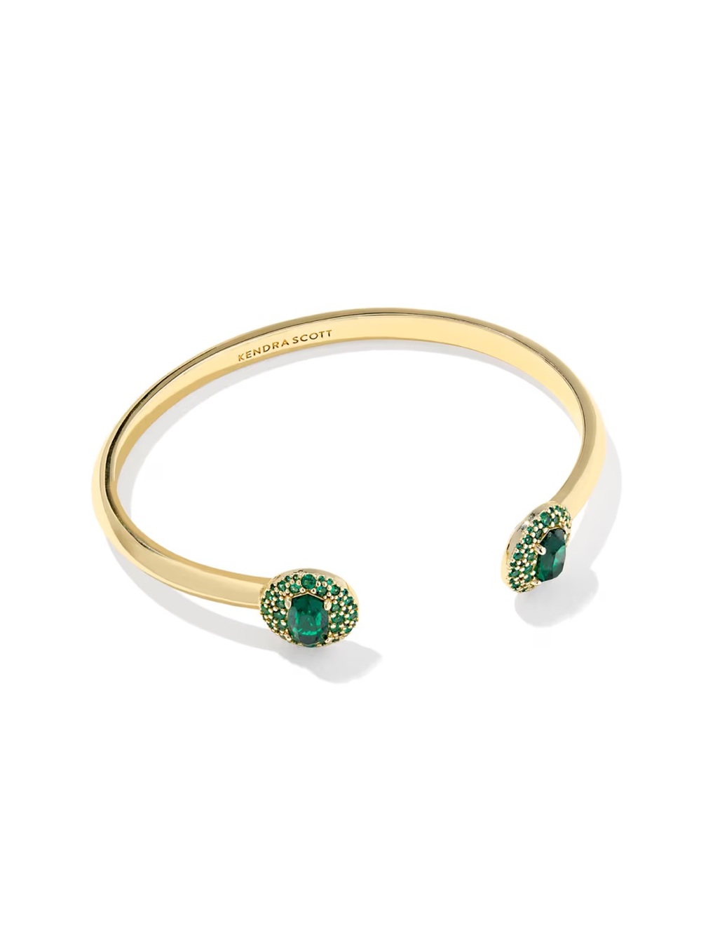NWT Kendra Scott Bella Gold Cuff Bracelet in Dark Green Crystal